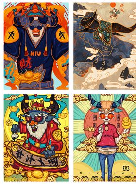 牛年大吉灯笼2021设计春节创意插画