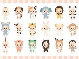 可爱动物拟人卡通形象集合