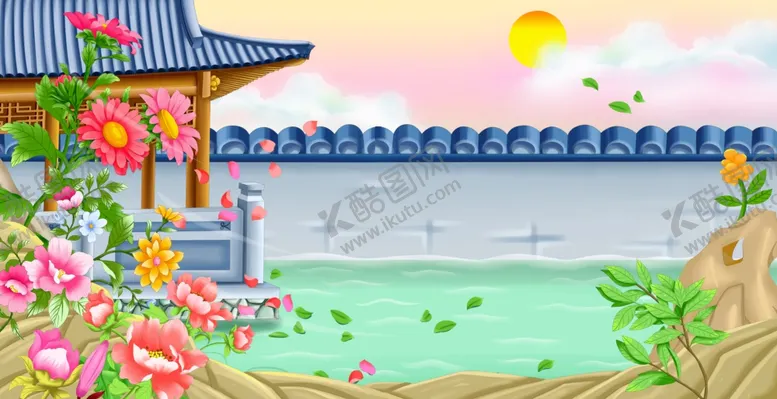 编号：65437202130948096523【酷图网】源文件下载-卡通院子背景