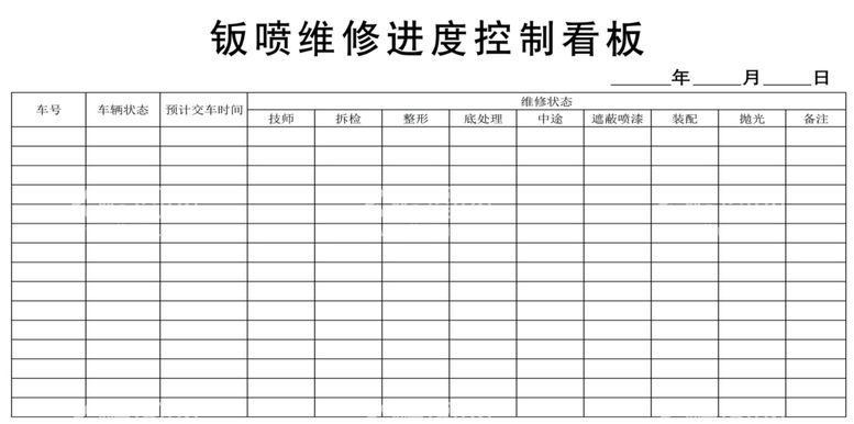 编号：70135511250717545105【酷图网】源文件下载-钣喷维修进度