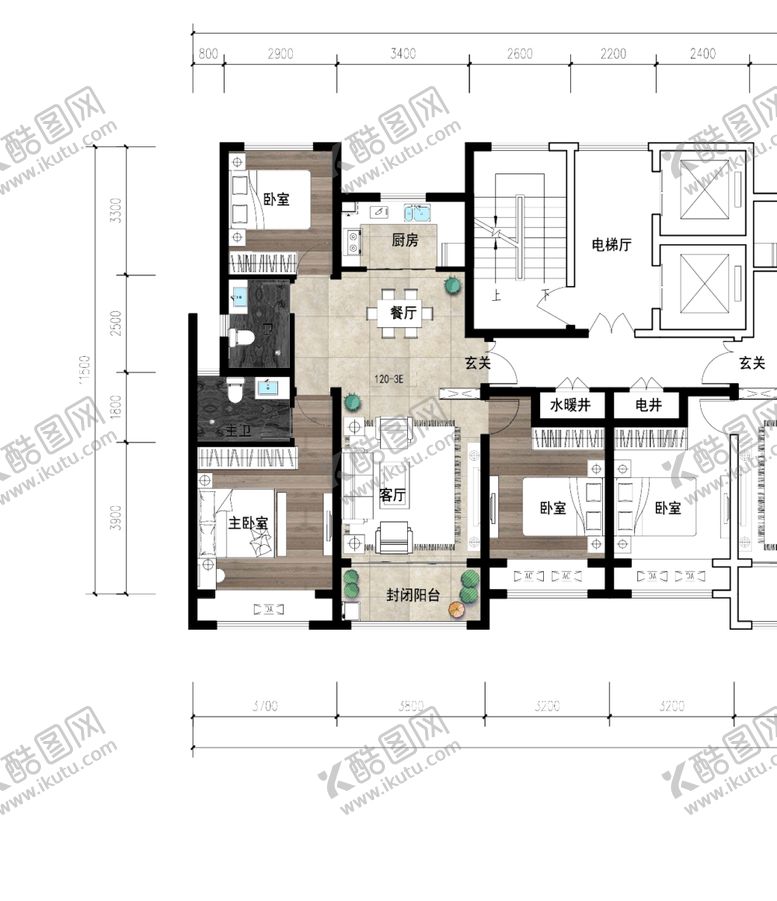 编号：75102510011913429209【酷图网】源文件下载-户型彩色平面