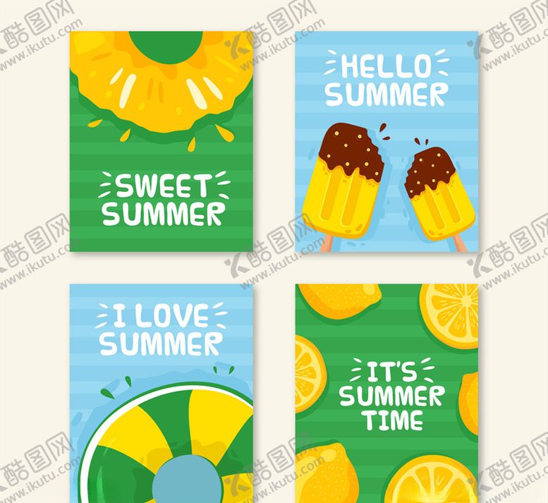 编号：50387610111334262523【酷图网】源文件下载-彩色夏季卡片