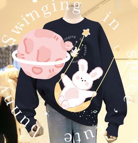 唯美太空宇航员兔子服装印花图案