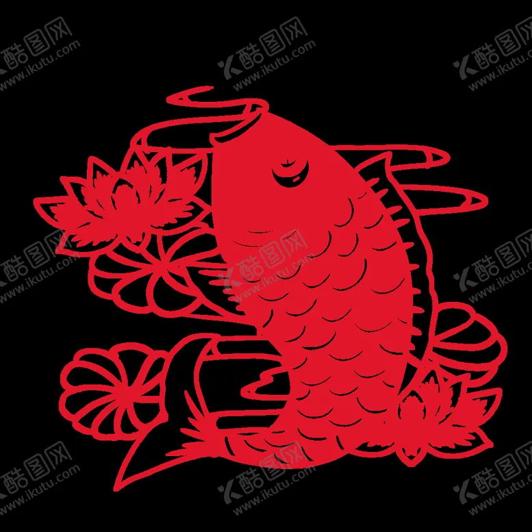编号：34880711031117521427【酷图网】源文件下载-锦鲤新年喜庆剪纸PNG免扣素材