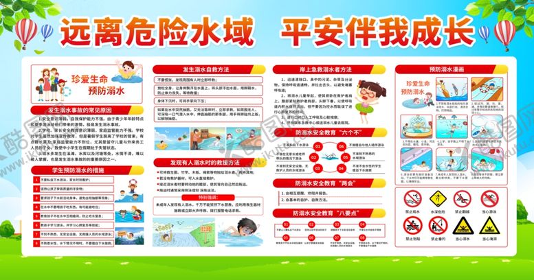 编号：69655706300343002784【酷图网】源文件下载-学校预防溺水展板