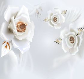 花卉背景墙牡丹风画水墨玄关画