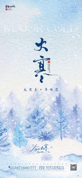 大寒节气水彩风海报