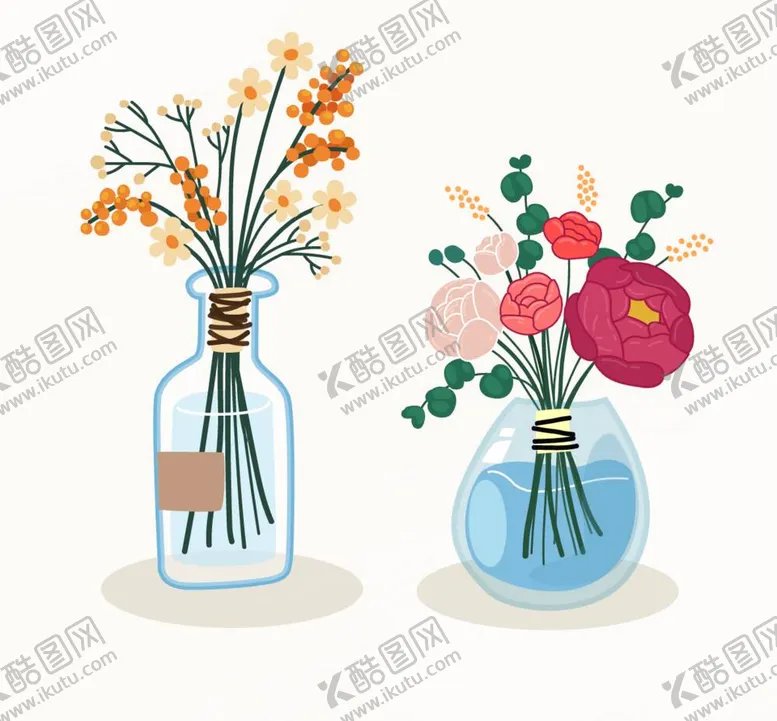 编号：09851709241152543761【酷图网】源文件下载-花瓶插花矢量素材