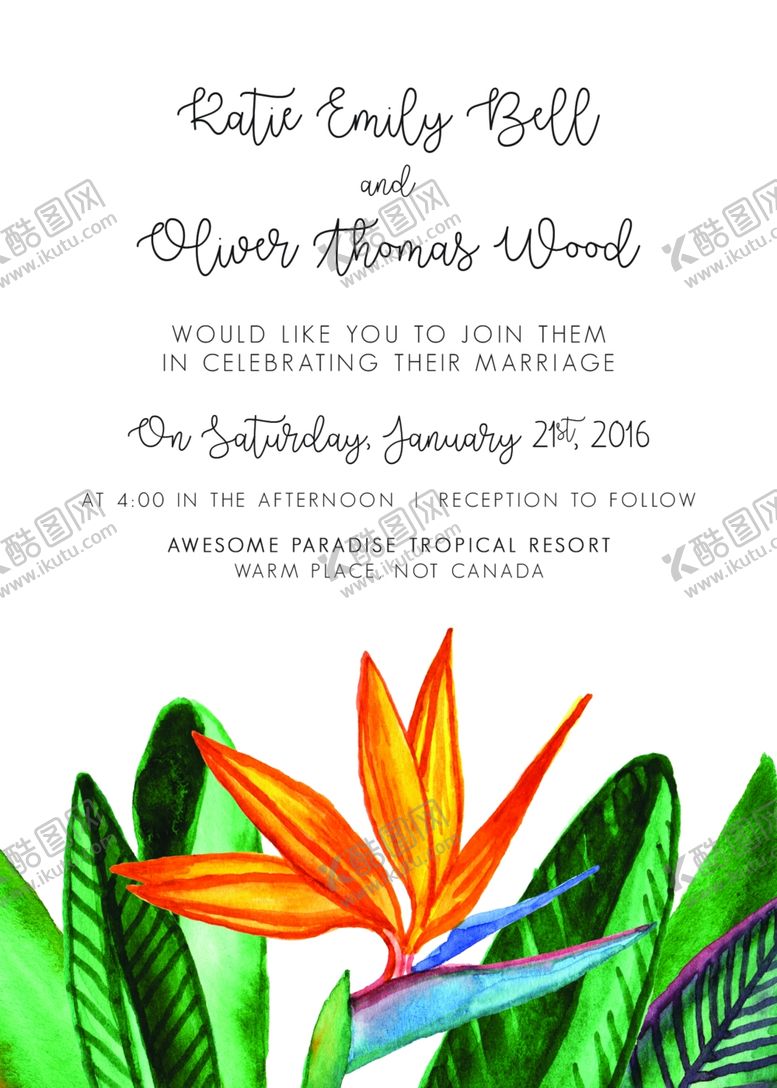 编号：72541309140403527923【酷图网】源文件下载-小清新水彩邀请函设计