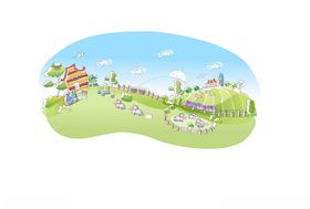 卡通城市简笔插画