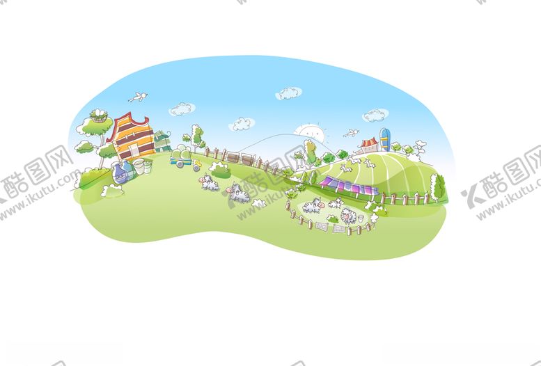 编号：28343609280342318226【酷图网】源文件下载-卡通城市简笔插画