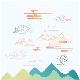 中式山水云纹装饰图案