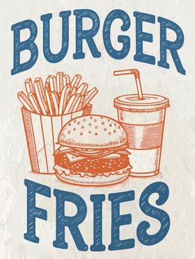 汉堡薯条插画