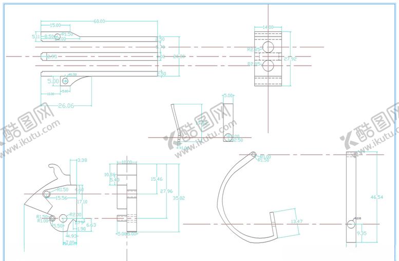 编号：83857310041208038012【酷图网】源文件下载-采煤机六个零件图纸原件