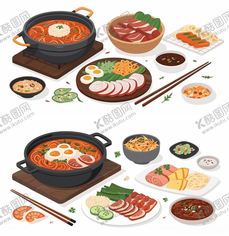 编号：95346704292124445211【酷图网】源文件下载-多样韩式美食大集合