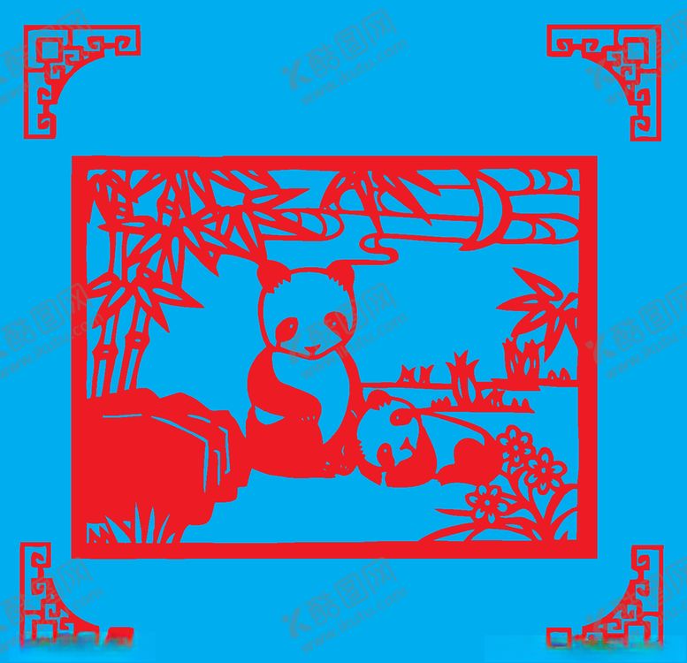 编号：66679709281707124153【酷图网】源文件下载-熊猫剪纸