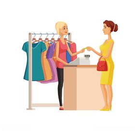 服装店付款场景插画