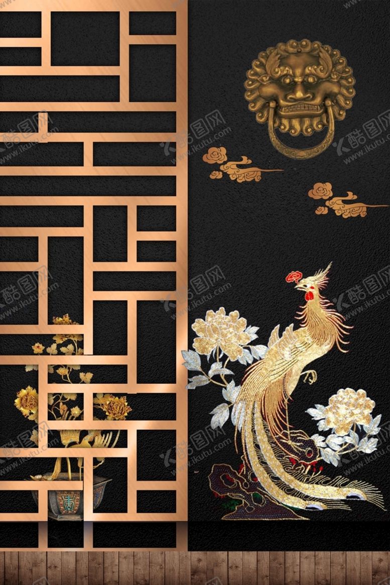 编号：12763509131705271406【酷图网】源文件下载-新中式复古装饰优雅 创意背景