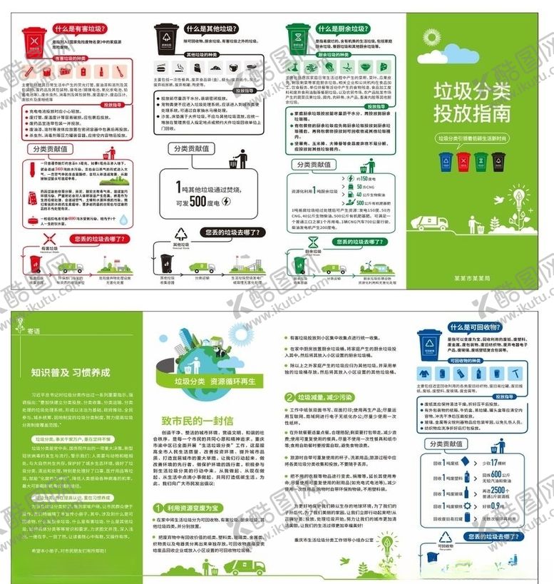 编号：35721006182323359399【酷图网】源文件下载-矢量垃圾分类四折页