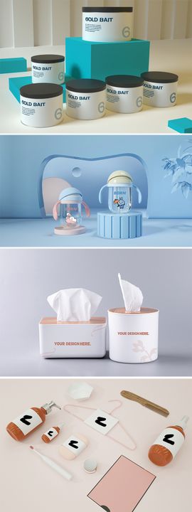 高端品牌VI文创样机时尚抽纸盒设计