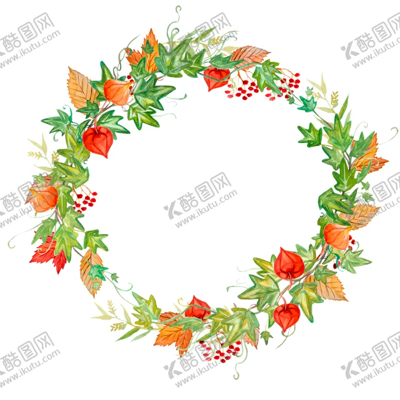 编号：18380709090210324775【酷图网】源文件下载-小清新水彩花圈绘画