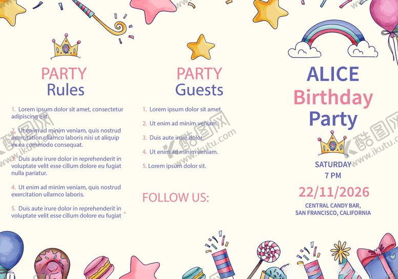 编号：31252911142352305972【酷图网】源文件下载-儿童生日派对活动安排表