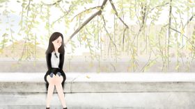 人物少女厨房插画卡通背景素材