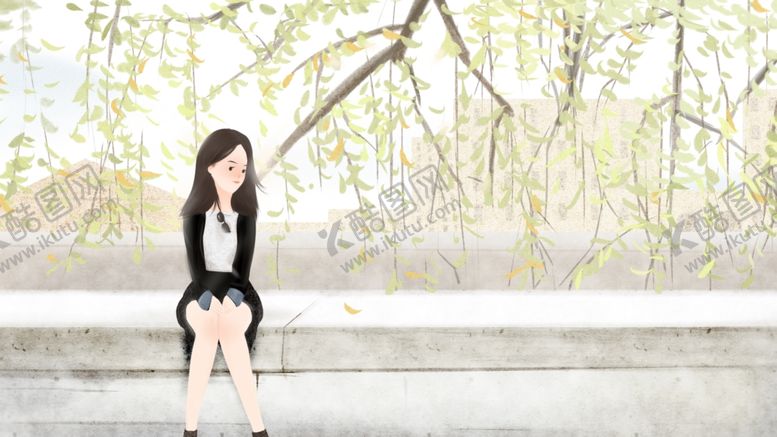 编号：36809805030642189041【酷图网】源文件下载-少女人物插画清新背景海报素材