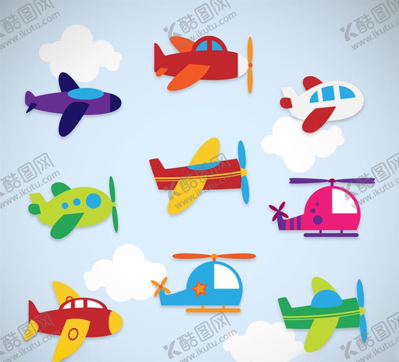 编号：29964610022130398139【酷图网】源文件下载-卡通飞机贴纸矢量素材