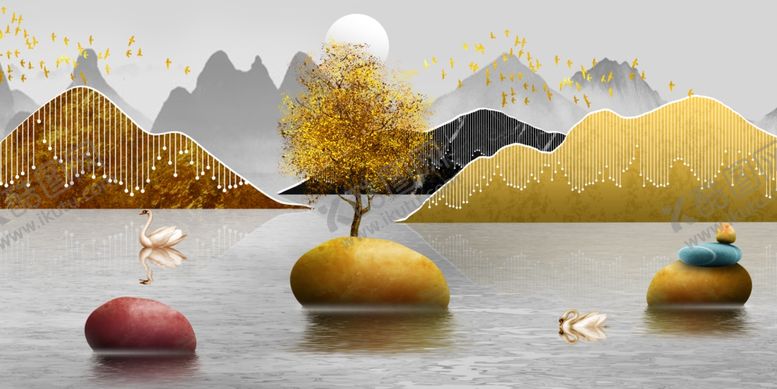 编号：28028909160107152610【酷图网】源文件下载-石来运转装饰画