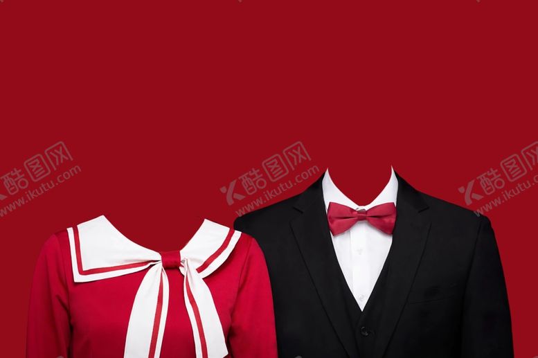 编号：95600601290522299551【酷图网】源文件下载-红色传统结婚证件照
