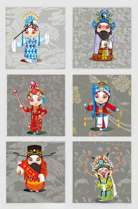 传统戏曲人物卡通形象展示