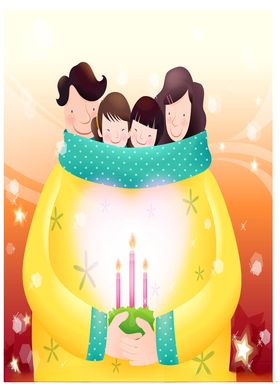 温馨家庭主题插画