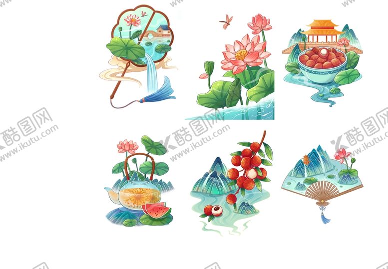 编号：13570409151347344283【酷图网】源文件下载-大暑插画传统节日荷叶