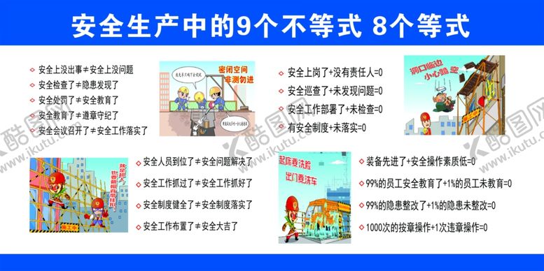 编号：54787807072212293440【酷图网】源文件下载-漫画安全生产中的9个等式
