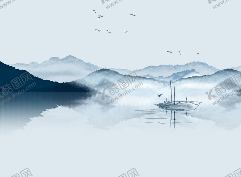 编号：69432509250435440617【酷图网】源文件下载-新中式山水画背景墙