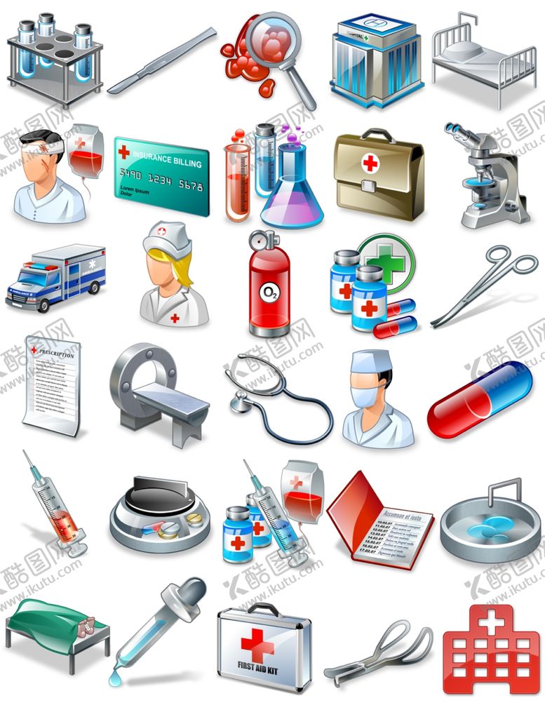 编号：68737610091404108153【酷图网】源文件下载-3D医院网站设计图标素材