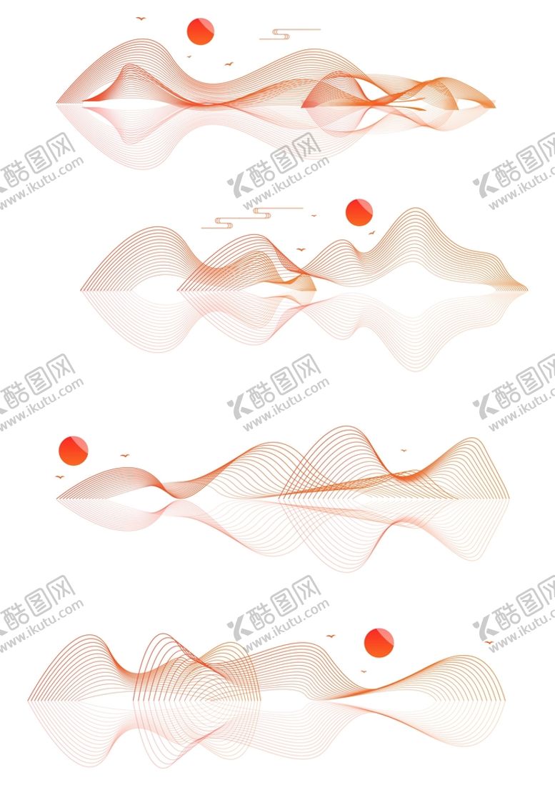 编号：24983709121411320157【酷图网】源文件下载-中国风山水线条祥云纹山纹底纹飞鸟科技风
