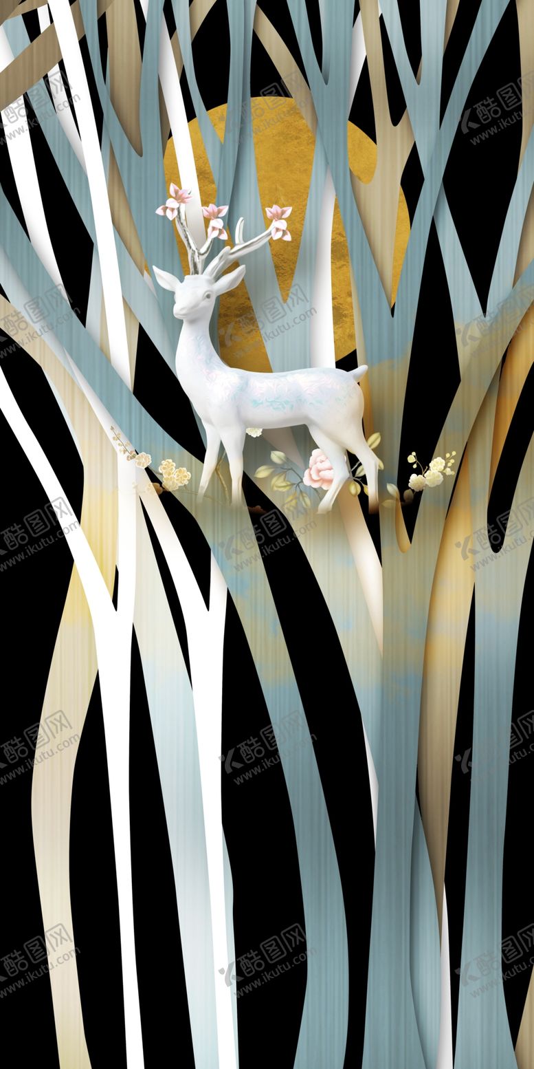 编号：62837509160840273741【酷图网】源文件下载-创意发财树玄关画