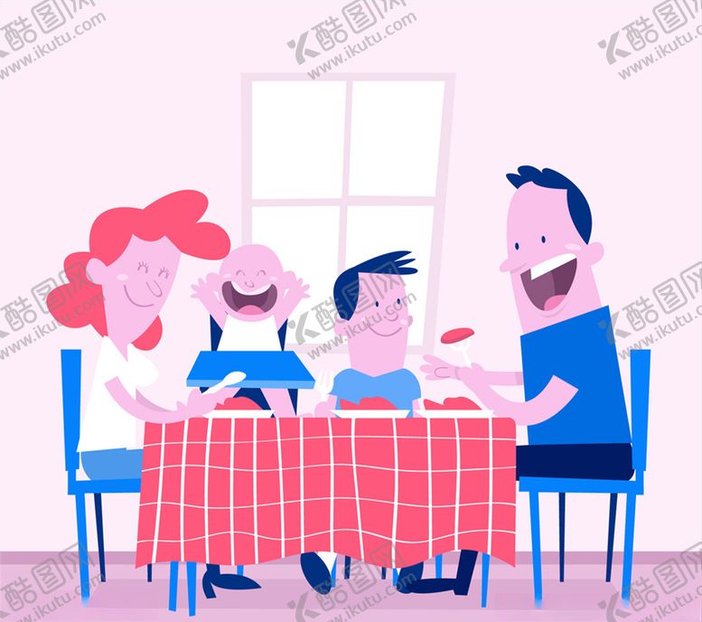 编号：62831710091232109327【酷图网】源文件下载-创意吃饭的四口之家