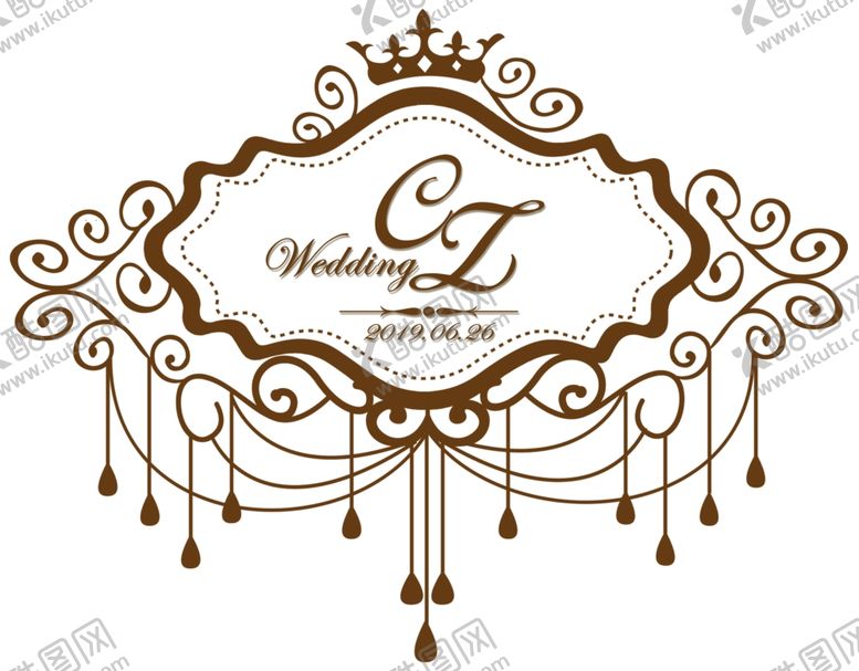 编号：35342010230511016782【酷图网】源文件下载-CZ婚礼logo咖啡色欧式花