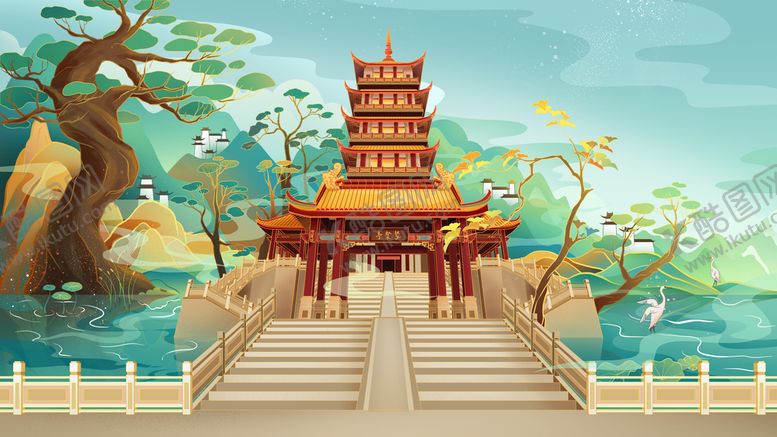 编号：86309910270055124993【酷图网】源文件下载-国潮建筑