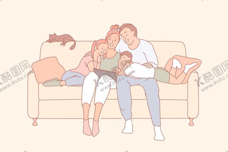 编号：34227609210337049371【酷图网】源文件下载-简约人物日常生活插画