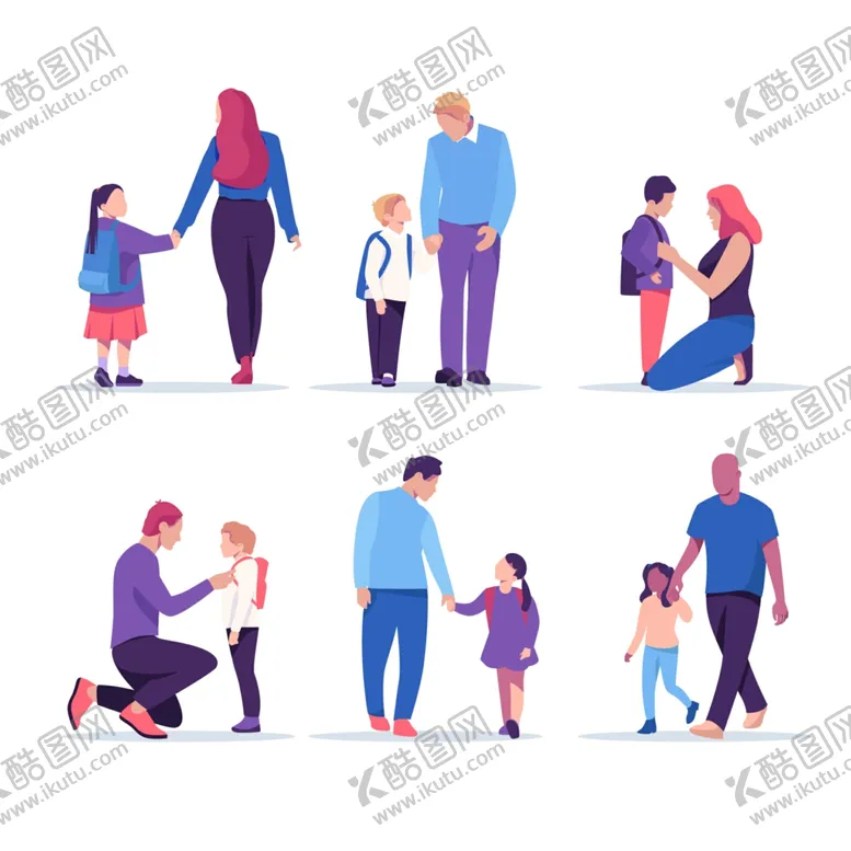 编号：19277909151100212013【酷图网】源文件下载-家人父母照顾小孩主题插画