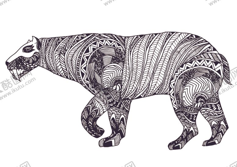 编号：10535009272037273752【酷图网】源文件下载-黑白线描动物