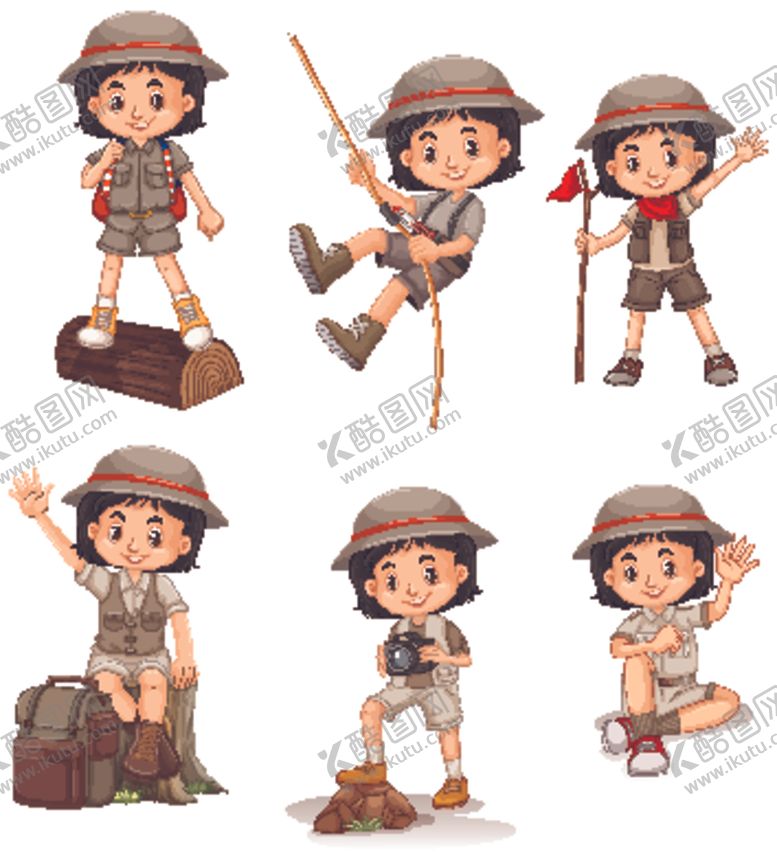 编号：66309011010057262856【酷图网】源文件下载-卡通野营学生