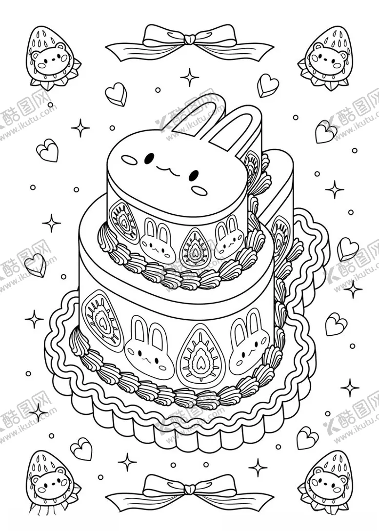 编号：90771002030209414528【酷图网】源文件下载-矢量线描生日兔子插画