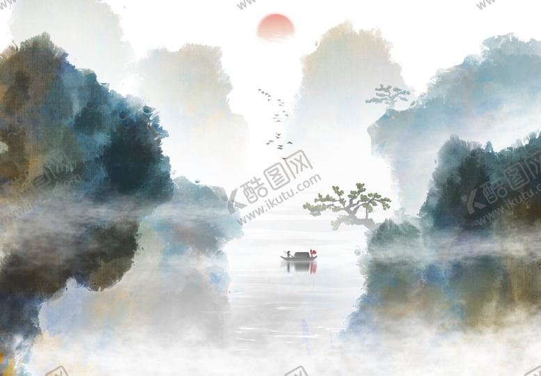编号：91557302130120092484【酷图网】源文件下载-水墨山水画