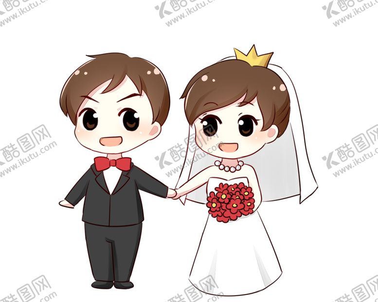 编号：35353509160802183702【酷图网】源文件下载-卡通新郎新娘