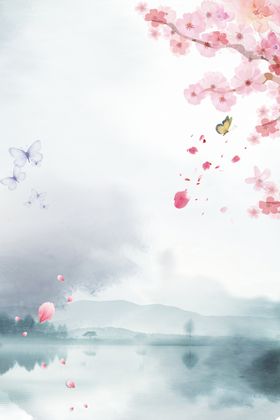 水墨桃花背景